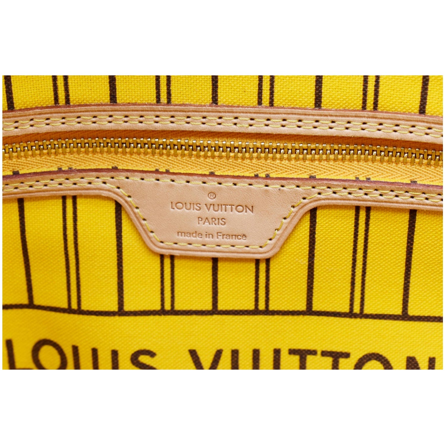 Louis Vuitton Monogram Neverfull MM GM Pouch Pochette Mimosa Yellow  Interior 