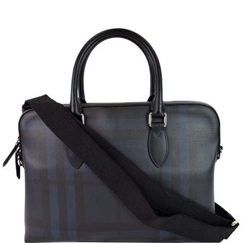 BURBERRY Hambleton London Check Briefcase Messenger Bag Blue
