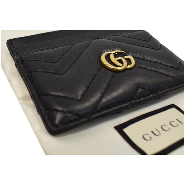 GUCCI GG Marmont Leather Card Case Black 443127