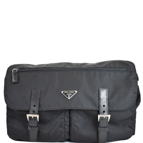 PRADA Vela Nylon Messenger Bag Black