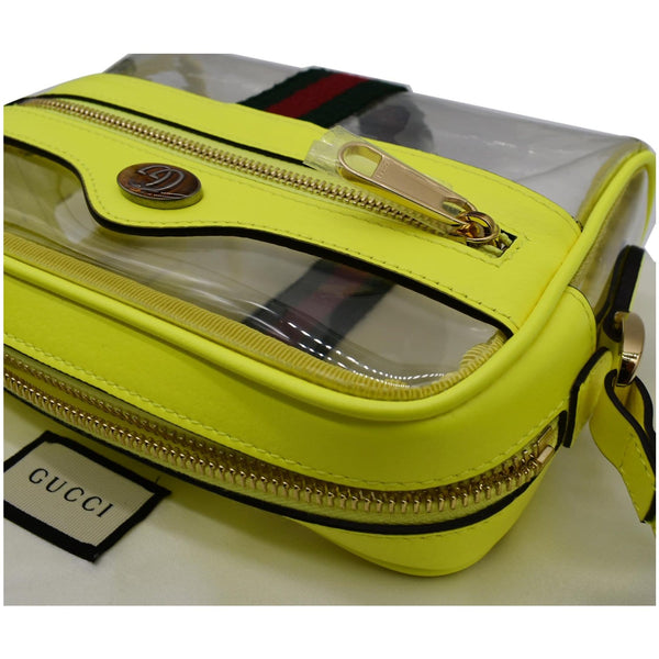 GUCCI Ophidia Mini GG Web PVC Crossbody Bag Neon Yellow 517350