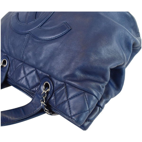CHANEL Soft CC Shopping Leather Tote Shoulder Bag Blue