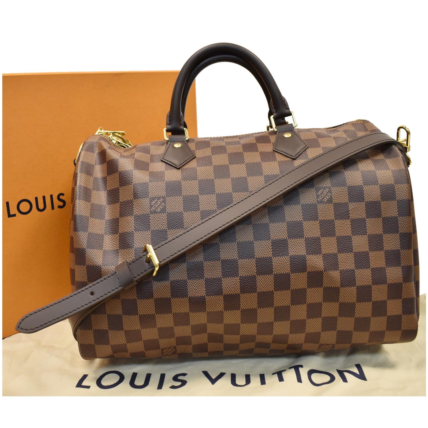 Louis Vuitton Speedy 35 Bandouliere Damier Ebene Bag
