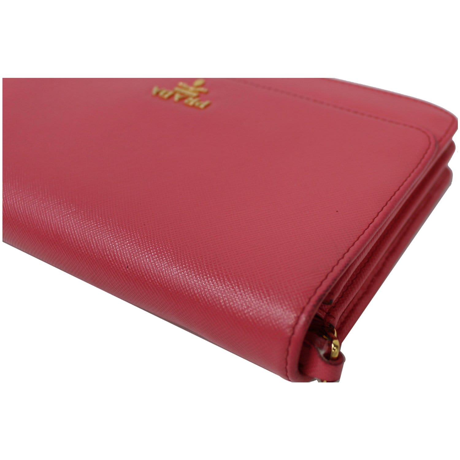 Prada Chain Wallet Crossbody Saffiano Leather Pink 118037203