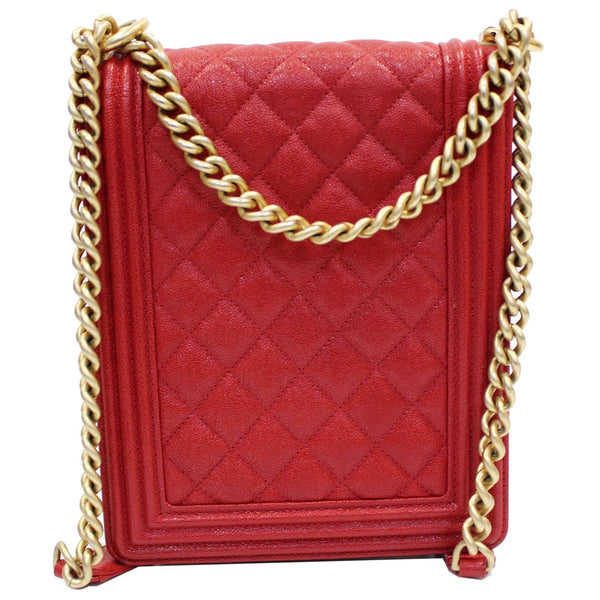 Chanel North South Boy Quilted Caviar Leather bag chain