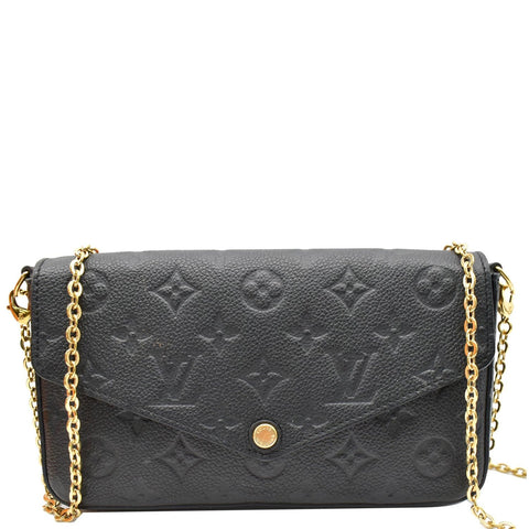 LOUIS VUITTON Felicie Monogram Empreinte Chain Pochette Crossbody Bag Black
