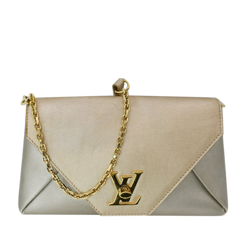 LOUIS VUITTON Love Note Metallic Calfskin Chain Shoulder Bag Gold Silver