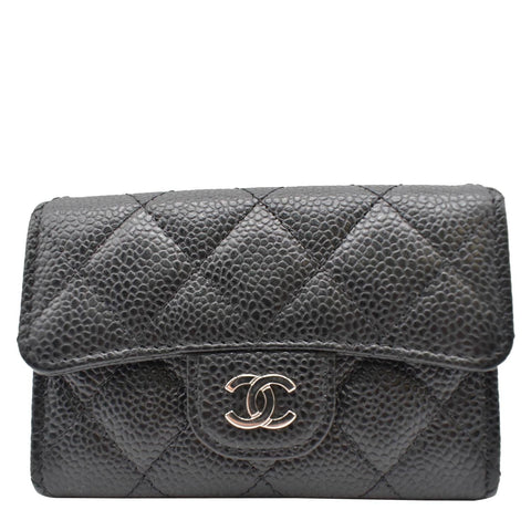 CHANEL CC Classic Small Flap Caviar Leather Card holder Black