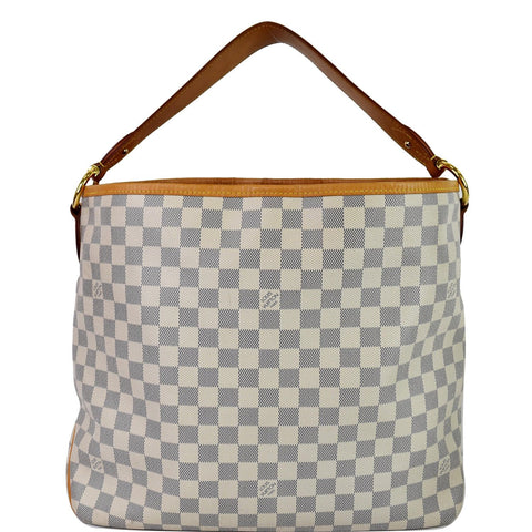 LOUIS VUITTON Delightful MM Damier Azur Hobo Shoulder Bag White