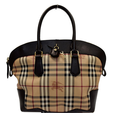 BURBERRY Medium Primrose Haymarket Check Tote Bag Chocolate