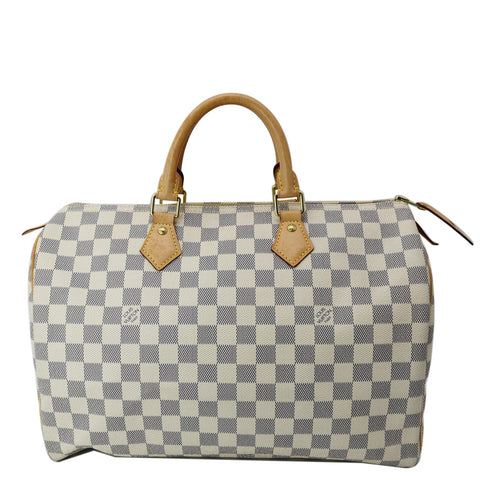 LOUIS VUITTON Speedy 35 Damier Azur Satchel Bag White