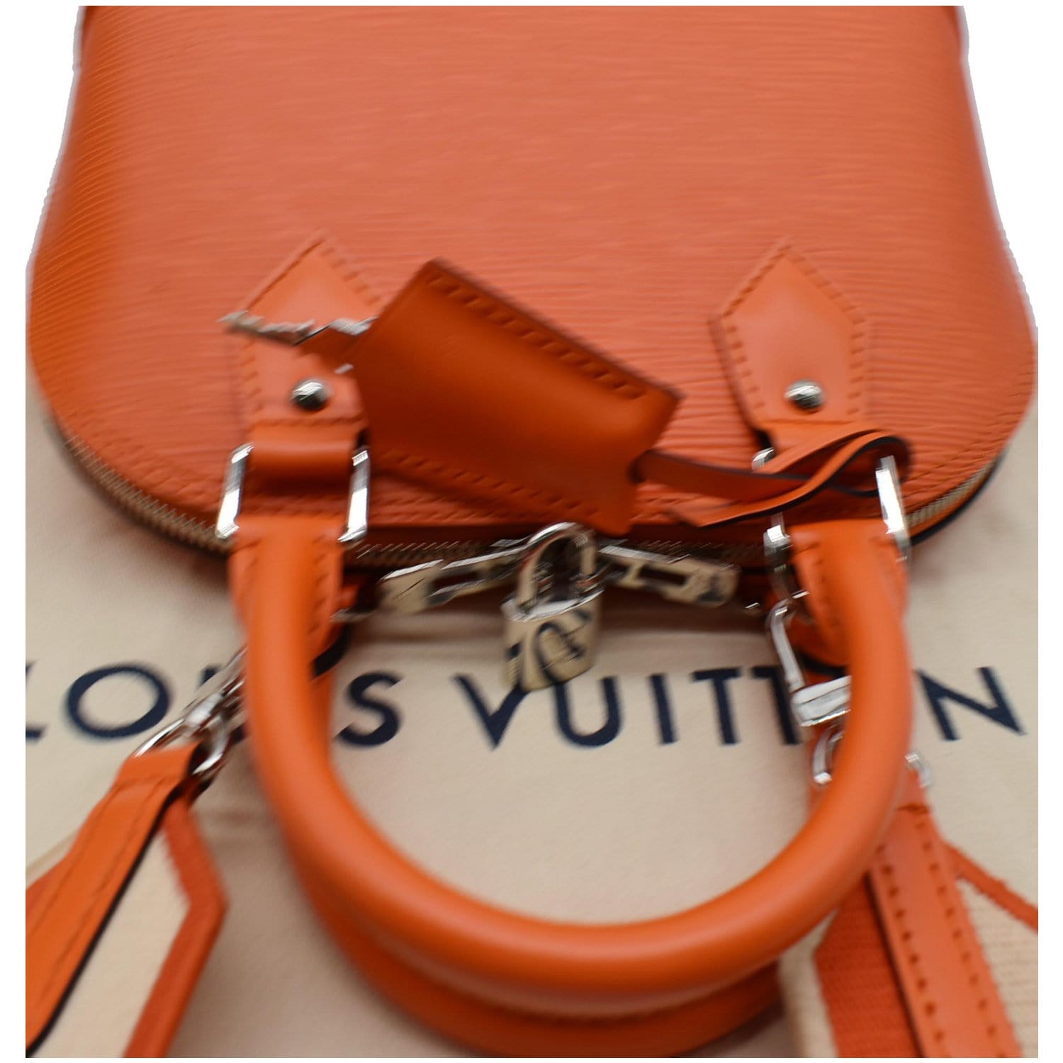 Louis Vuitton EPI Alma BB Satchel w/ Jacquard Strap For Sale at