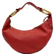 GUCCI Pebbled Leather Bamboo Ring Hobo Bag Red 131036