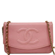 CHANEL Timeless Caviar Leather Wallet On Chain Clutch Crossbody Bag Pink