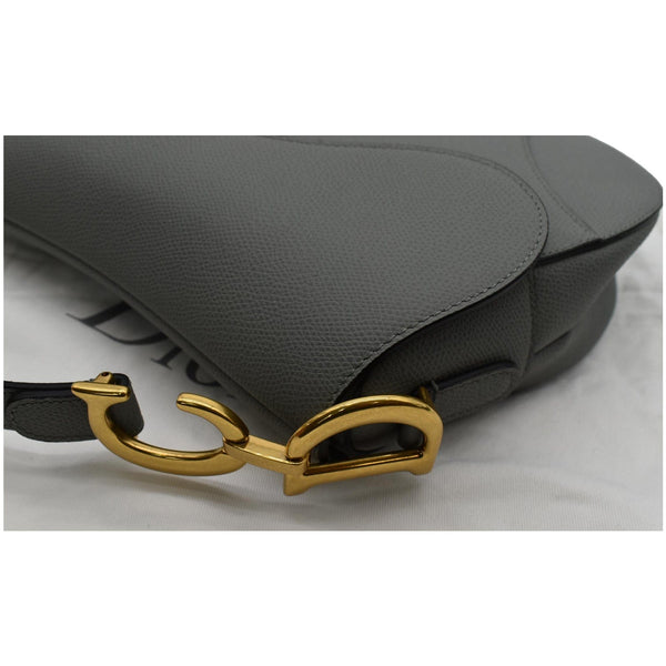 CHRISTIAN DIOR Saddle Leather Shoulder Bag Grey