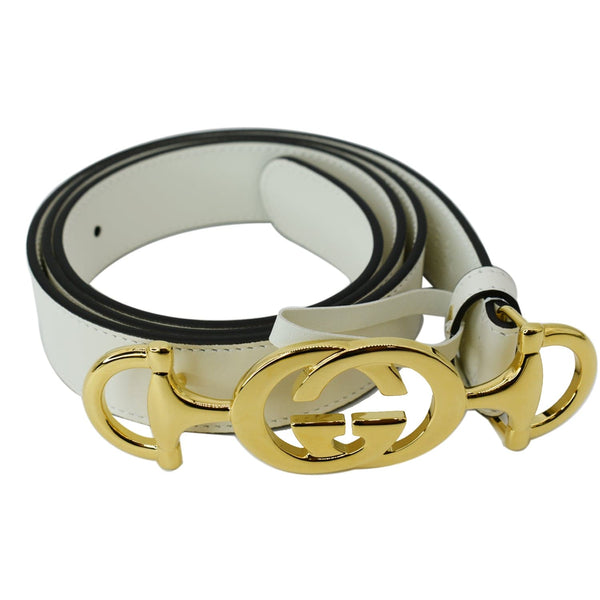 GUCCI  Horsebit Interlocking Leather Belt White 550122 Size 95/38