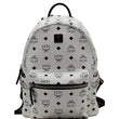 MCM Stark Visetos Coated Canvas Backpack Bag White