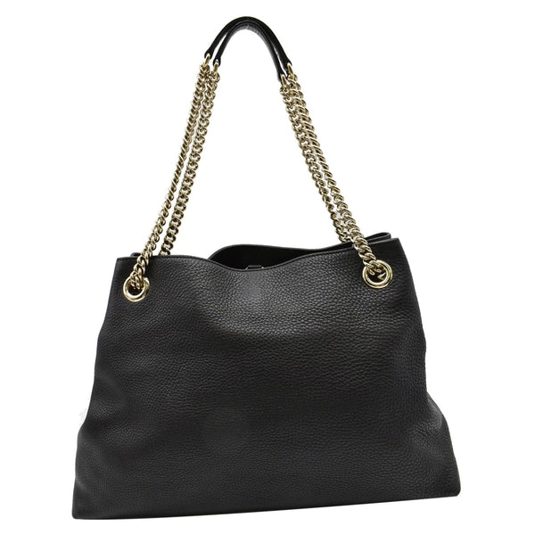 GUCCI Soho Pebbled Leather Chain Shoulder Bag Black 308982