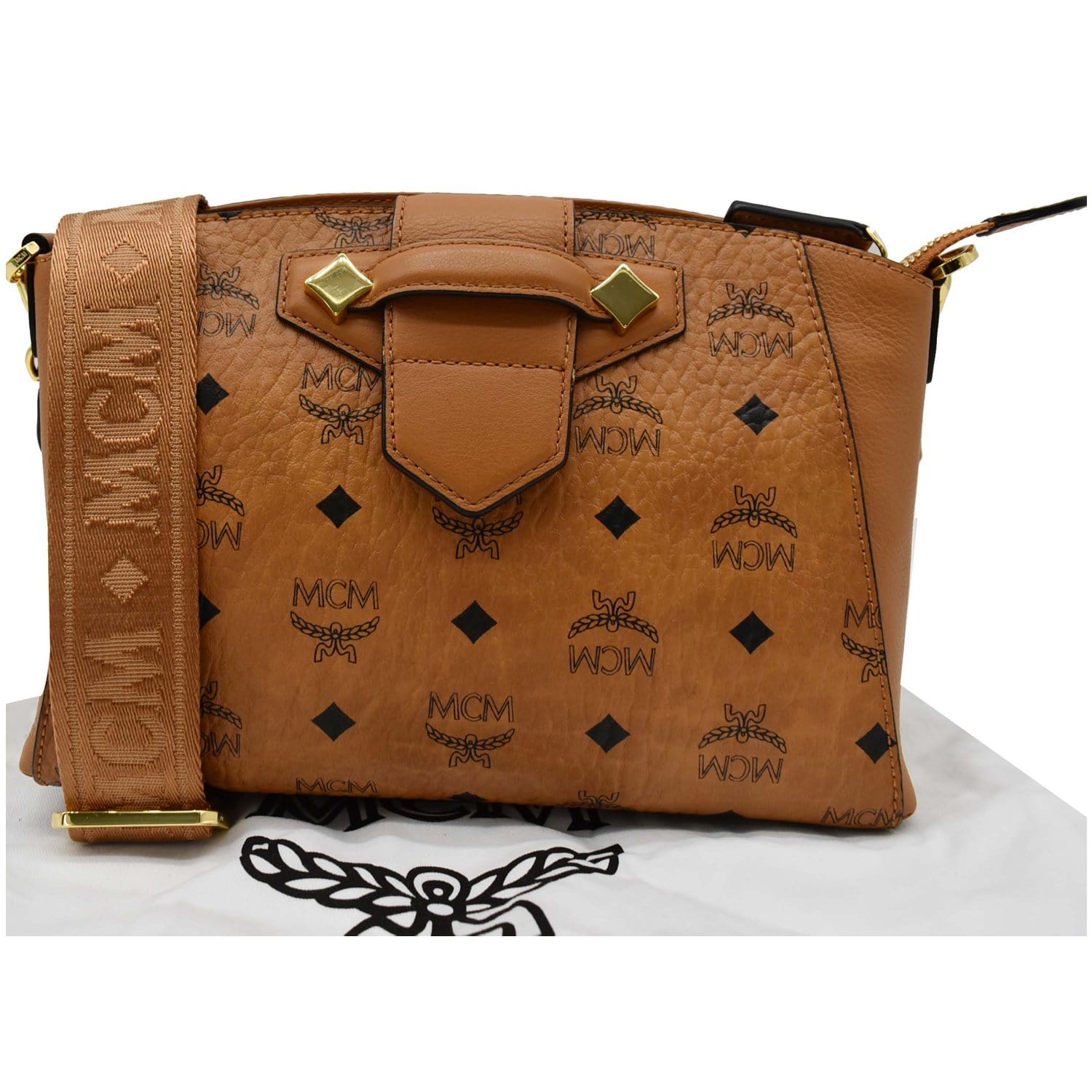 MCM Monogram Visetos Cognac Multi Pochette Bag $895