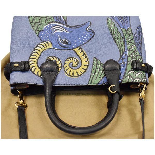 Burberry Small Banner Beasts Print Leather round handles
