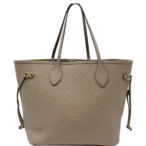 LOUIS VUITTON  Neverfull MM Monogram Empreinte Tote Bag Beige
