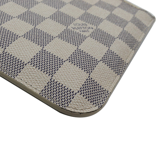 LOUIS VUITTON Neverfull MM Damier Azur Pochette Wristlet Pouch Rose Ballerine