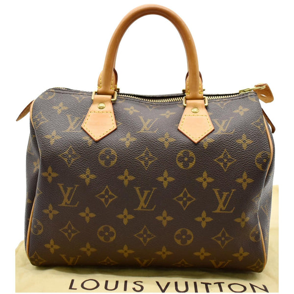 LOUIS VUITTON Speedy 25 Monogram Canvas Satchel Bag Brown