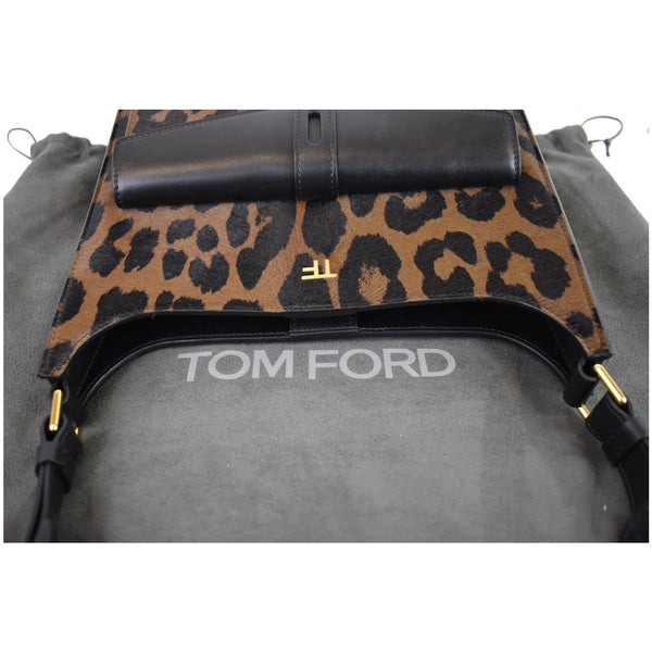 TOM FORD T-Twist Medium Calf Hair Crossbody Bag Leopard-Print