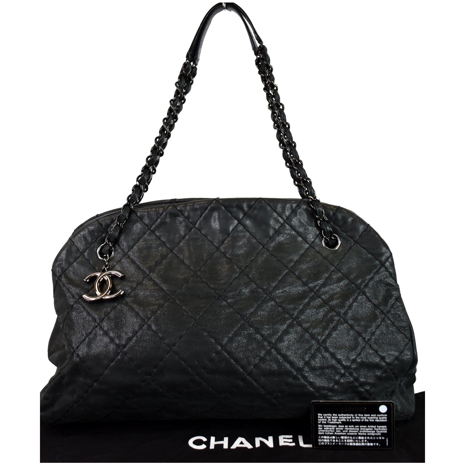 Chanel Just Mademoiselle Maxi Iridescent Leather Bowling Bag