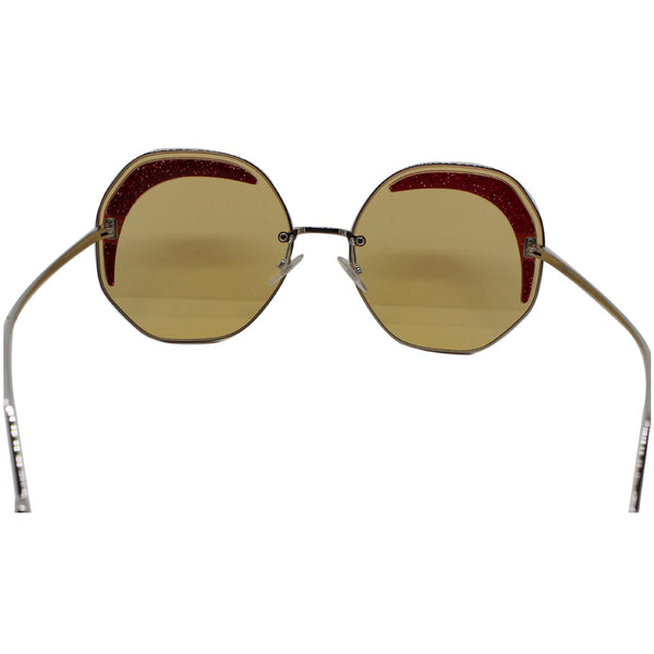 preowned Fendi Silver Round Sunglasses Yellow Lens