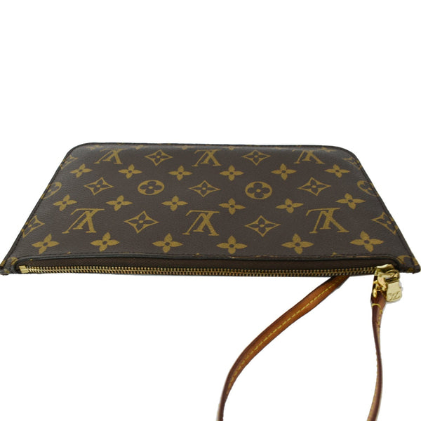 LOUIS VUITTON Neverfull Monogram Canvas Pochette Wristlet Pouch Brown