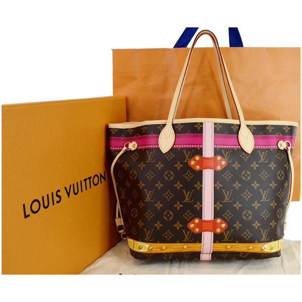LOUIS VUITTON Neverfull MM Summer Trunk Monogram Canvas Shoulder Bag Brown