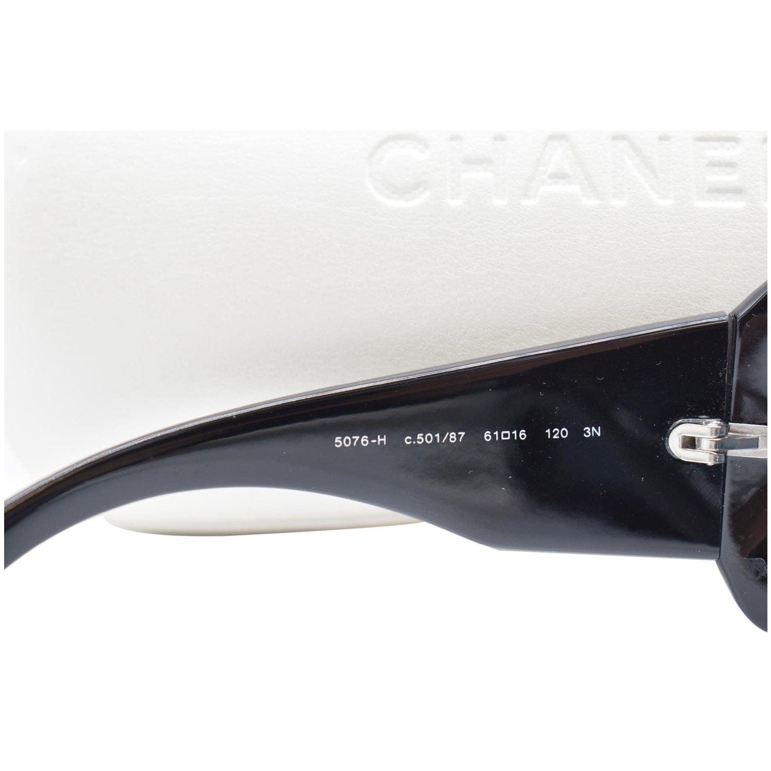 CHANEL Mother of Pearl 5076H Black Sunglasses Gray Lens