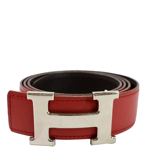 HERMES Constance H Buckle Reversible Belt Red