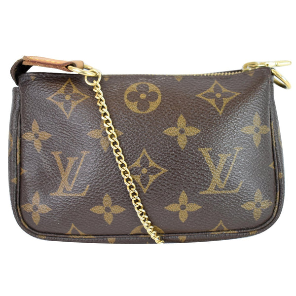 LOUIS VUITTON Mini Pochette Monogram Canvas Accessories Pouch Brown