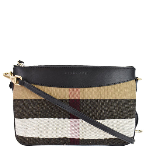BURBERRY Peyton House Check Canvas Crossbody Bag Black