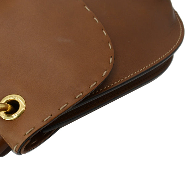 GUCCI GG Marmont Calfskin Leather Shoulder Bag Brown 409154
