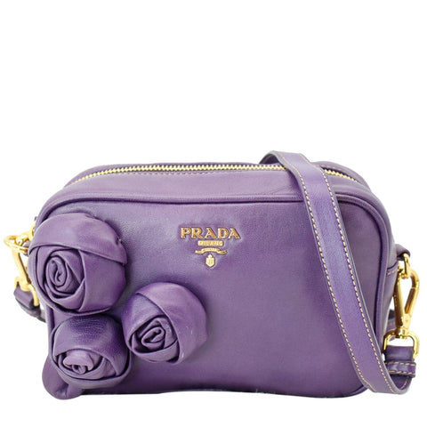 PRADA Nappa Rose Leather Crossbody Bag Viola