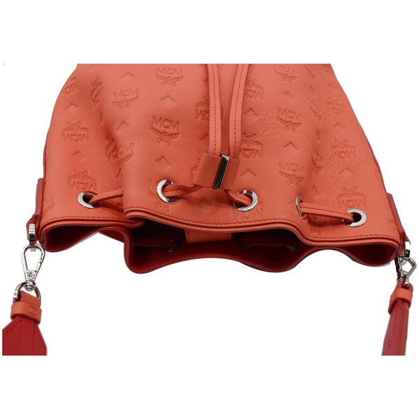 MCM Essential Drawstring Leather Shoulder Bag top preview