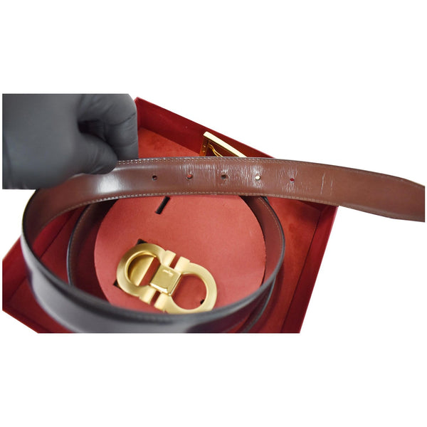 SALVATORE FERRAGAMO Gancini Buckle Reversible Belt Black Size 36