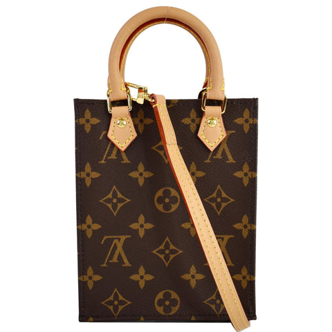 LOUIS VUITTON Petit Sac Plat Monogram Canvas Shoulder Bag Brown