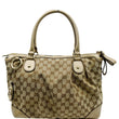 GUCCI Sukey GG Canvas Top Handle Satchel Bag Beige 285730