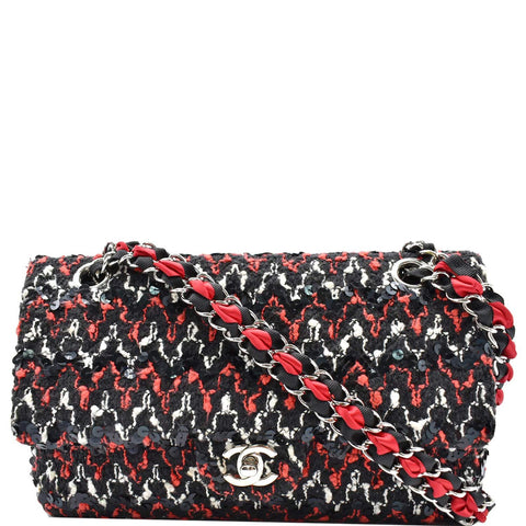 CHANEL Flap Tweed Fabric Shoulder Bag Multicolor