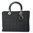 CHRISTIAN DIOR Lady Dior Vintage Nylon Cannage Canvas Tote Bag Black