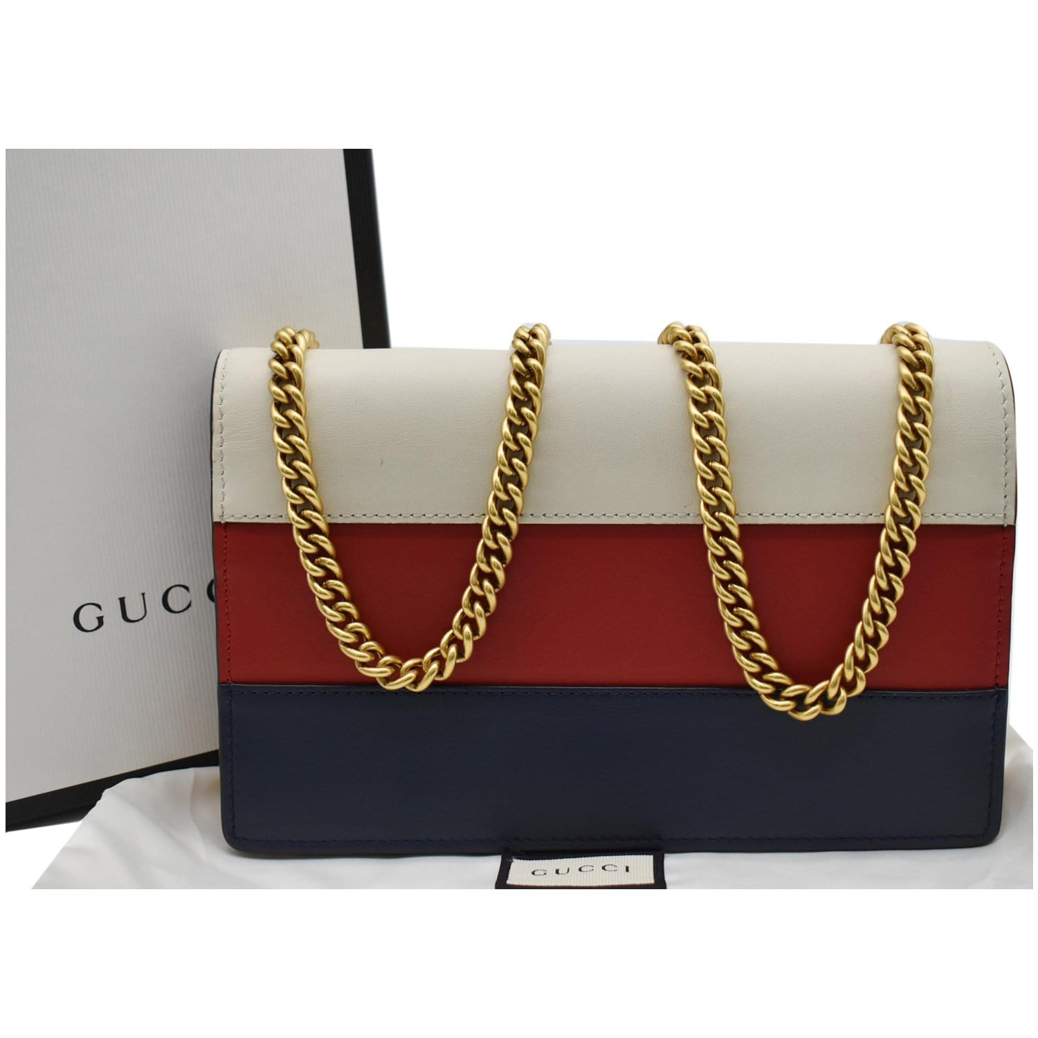 GUCCI Queen Margaret Leather Chain Wallet Red 476079