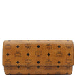 MCM Visetos Two-Fold Monogram Leather Wallet Cognac
