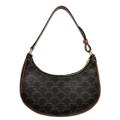 CELINE Ava Triomphe Canvas Calfskin Shoulder Bag Brown