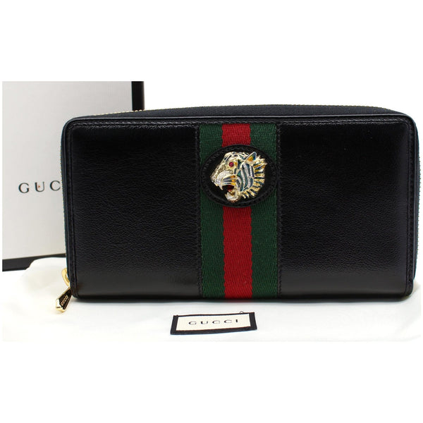 GUCCI Rajah Zip Around Leather Wallet Black 573791