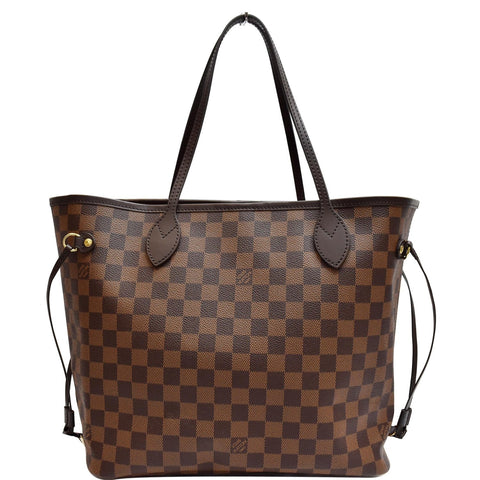 LOUIS VUITTON Neverfull MM Damier Ebene Tote Shoulder Bag Brown
