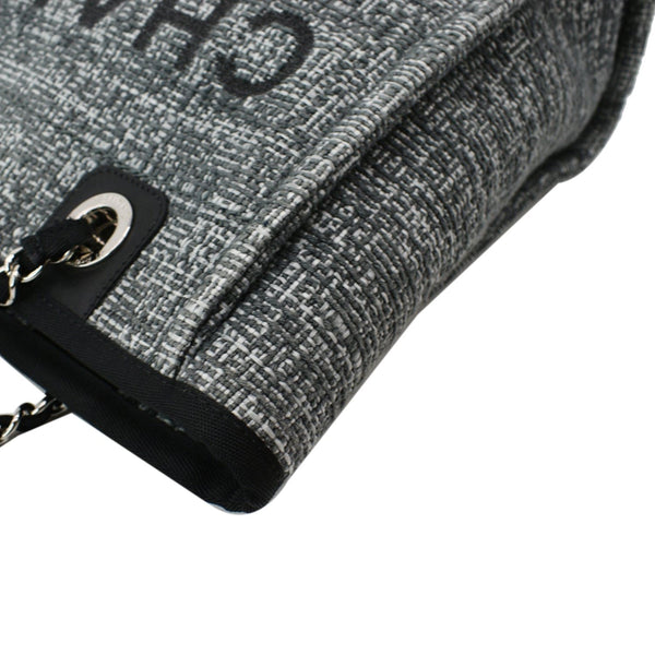 CHANEL Deauville Small Lurex Boucle Canvas Tote Bag Grey